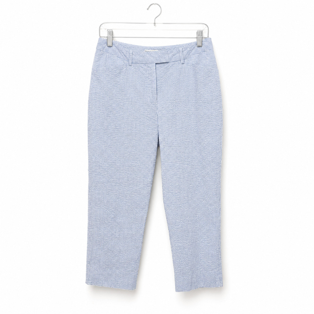 Vintage Pendleton Capri Pant Womens Size 4 Blue White Seersucker 100% Cotton